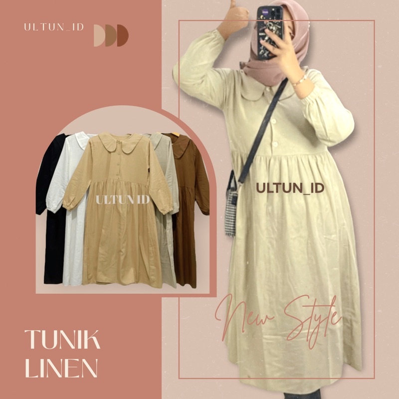 Long Tunik Fashion Wanita Terbaru Gamis Linen