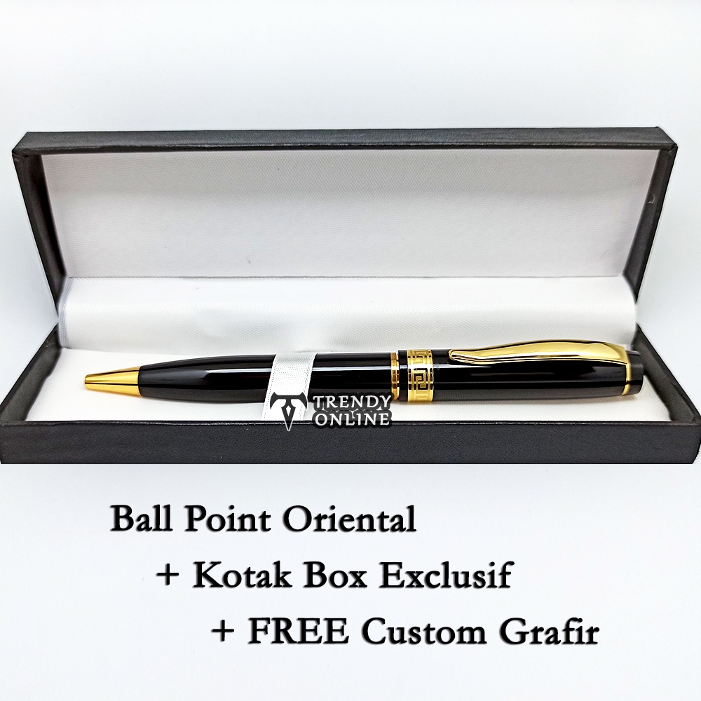 

Pulpen Hitam Klip Emas, Pulpen Exclusif Motif Oriental dengan Box Exclusif, FREE GRAFIR Cetak Nama, Pen Custom Grafir | Ball point Pen Hadiah