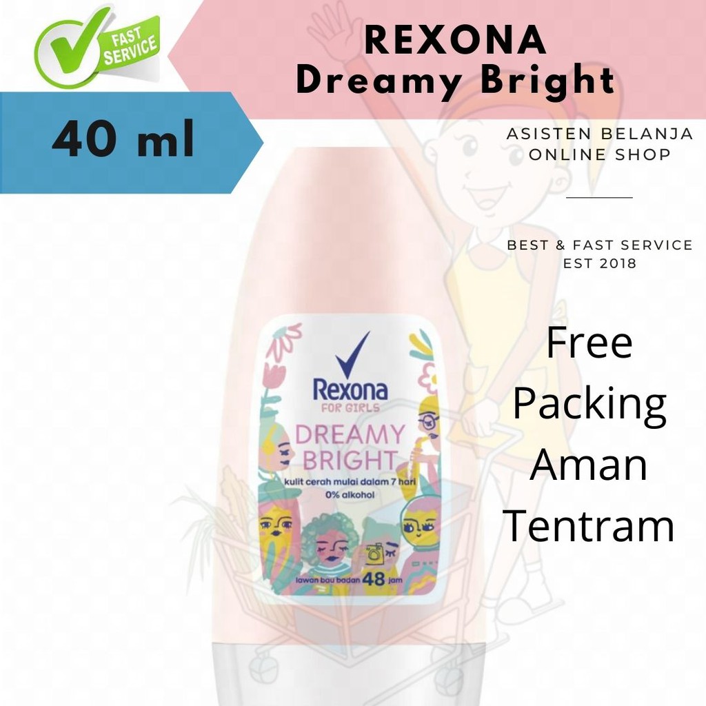 REXONA Women Dreamy White Dreamy Bright 40 ml 40ml Deodorant Roll On Perlindungan 48 jam