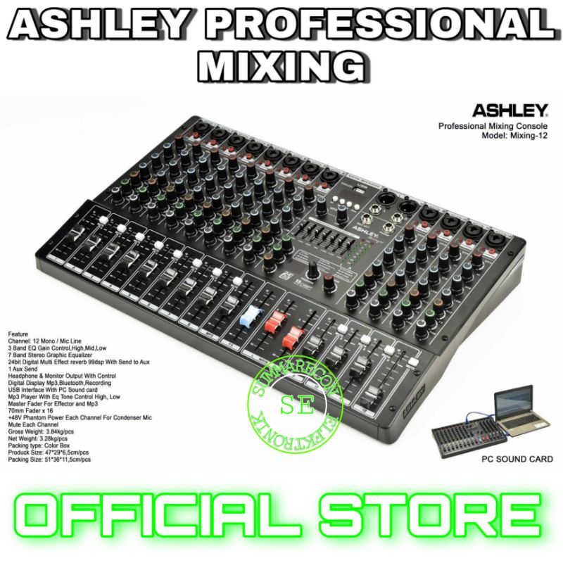 mixer audio ashley 12 channel original ashley mixing 12 usb bluetooth recording