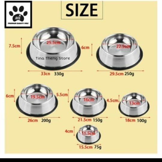 Pet Bowl &quot;STAINLESS STEEL LARGE&quot; Tempat Makan Anjing