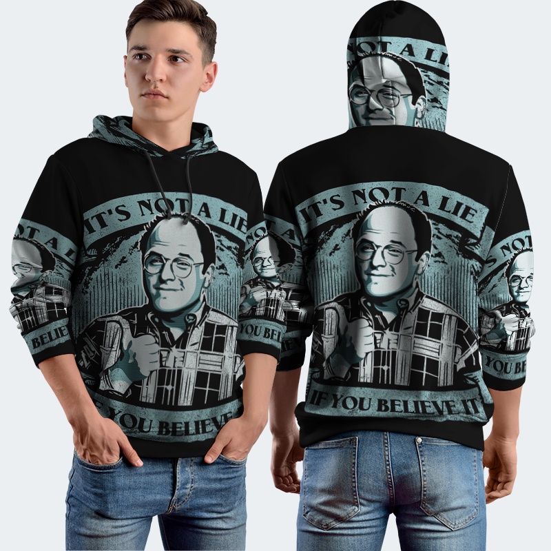 Jaket Hoodie Fullprint George Costanza Bahan Polyester Jersey