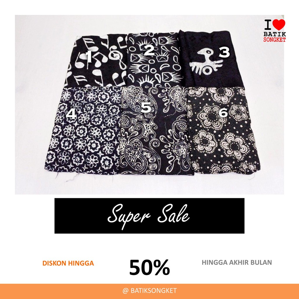 SALE VISCOS HITAM PUTIH ETNIK bahan kain batik cap viscose viskos