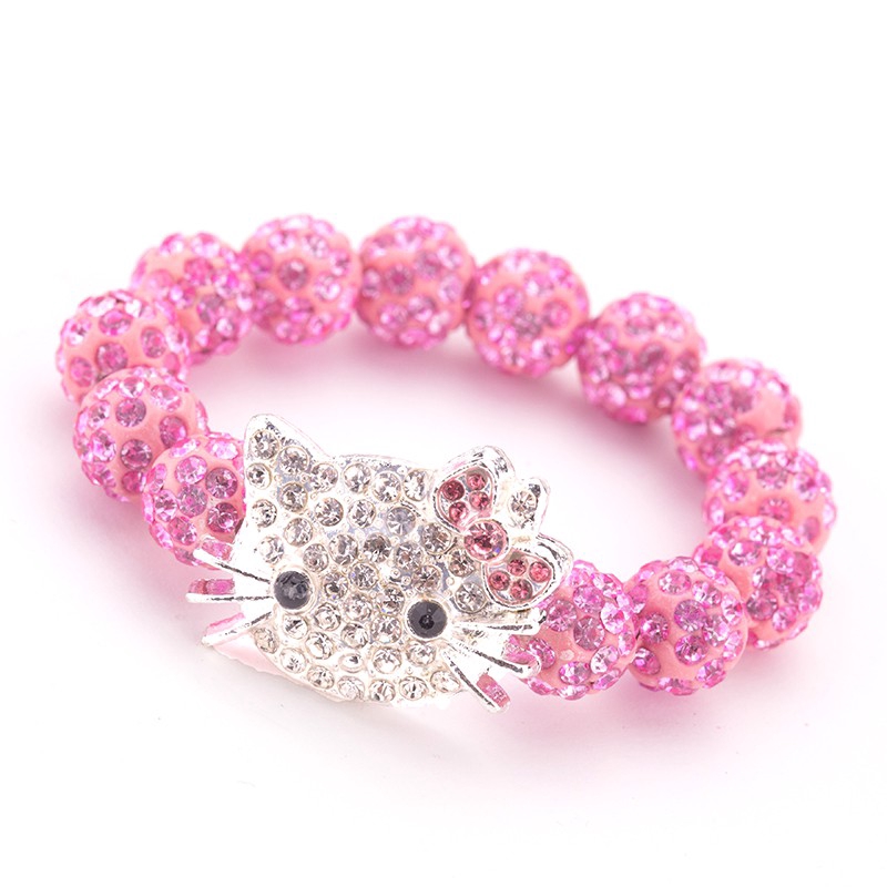 Gelang Manik-manik Kristal Hello Kitty Warna Warni untuk Hadiah Ulang Tahun