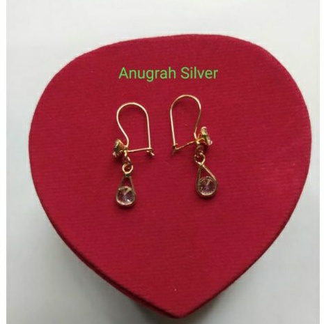 (COD)Anting rumbai panjang anak rose gold gantung oval Perak asli 925/silver lapisan emas kuning murni...