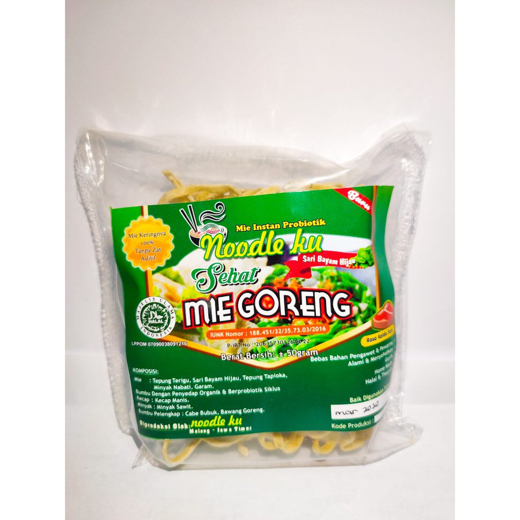MIE Goreng Sehat NOODLE KU "Sari Bayam Hijau