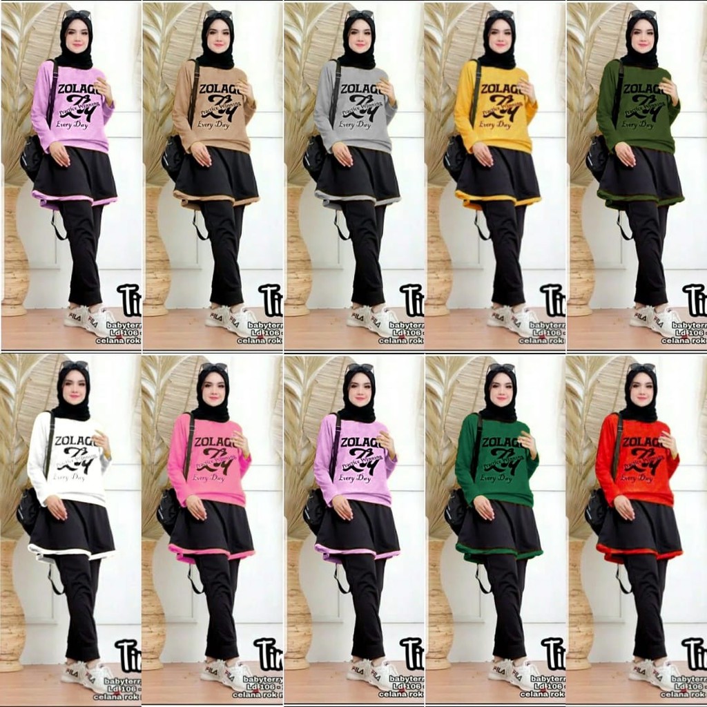 XL 3XL  BMM PAKAIAN SETELAN SPORTY OLARAGA WANITA MUSLIM SET TIME BABYTERRY JC