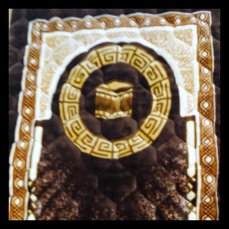 DISKON SAJADAH AFGHANI EMPUK GAMBAR KABAH MASJID TEBAL 70X110 CM COKELAT 