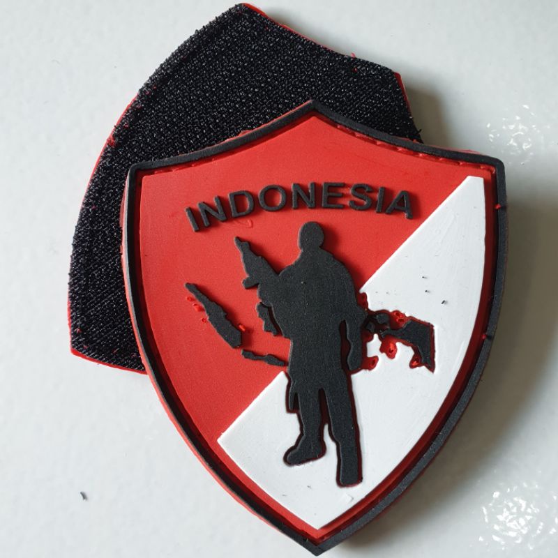 PATCH RUBBEE LOGO PRISAI INDONESIA MERAH PUTIH/TEMPELAN EMBLEM KARET VELCRO TNI