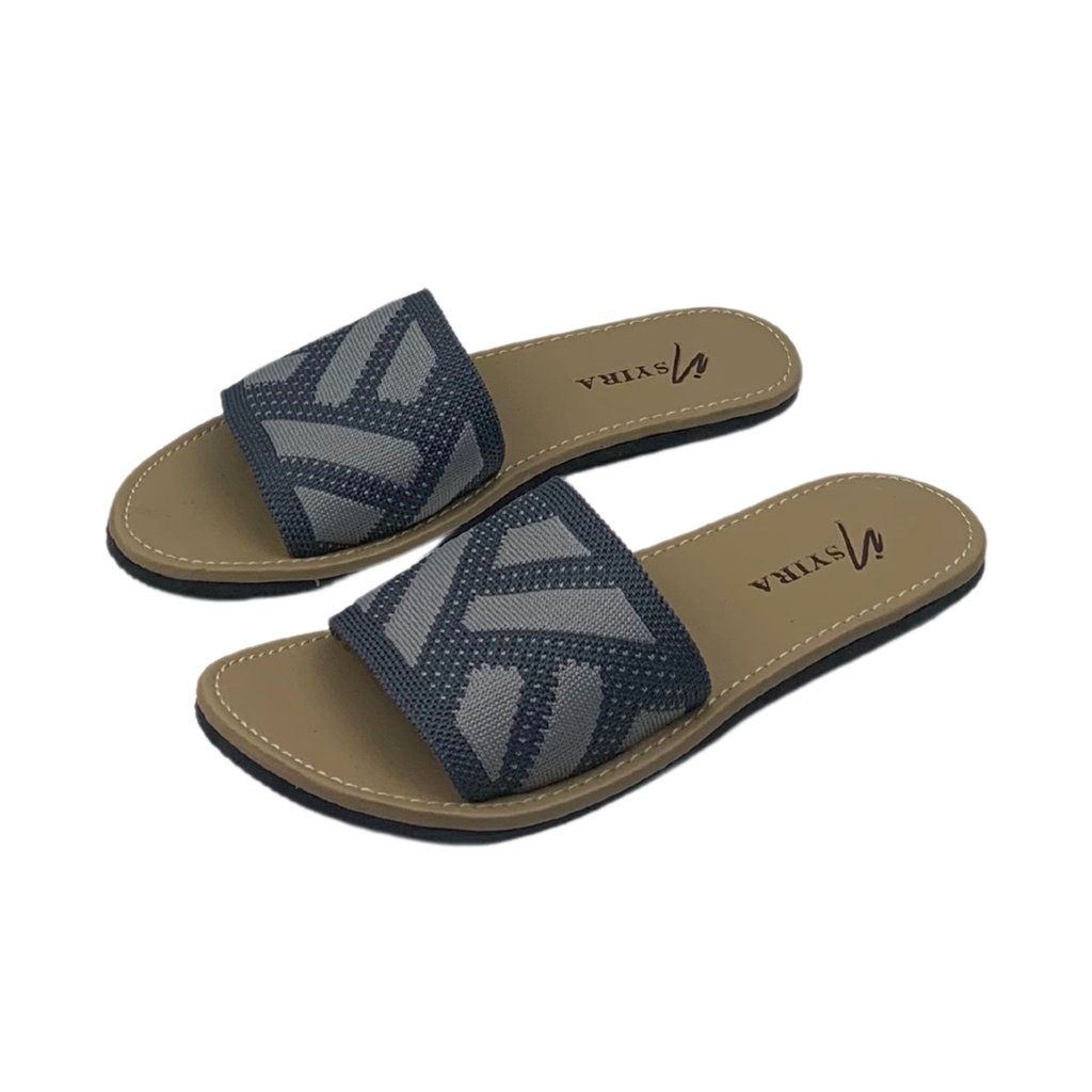 Insyira - Sandal Wanita Isyana / Sandal Selop Wanita Non Slip / Sandal Rajut Alas Krem