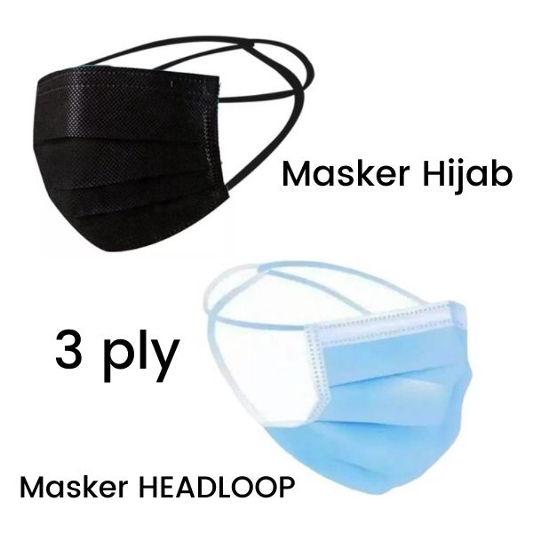 Masker 3ply Earloop Headloop Medis Hijab 3 Lapis Anti Debu 165