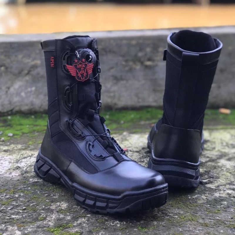 SEPATU PDL TALI PUTAR MODEL JATAH POLRI MERK APIK BAHAN KULIT SAPI ASLI SEPATU PDL DINAS LAPANGAN TNI POLRI SECURITY SATPAM SEPATU BOOTS PRIA WANITA