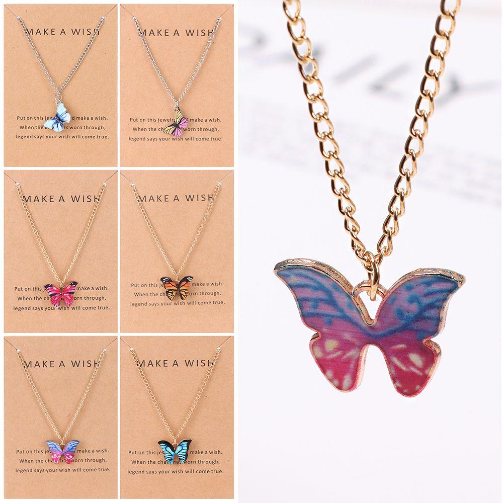 R-flower Butterfly Necklace Aksesoris Perhiasan Lucu Kalung Korea