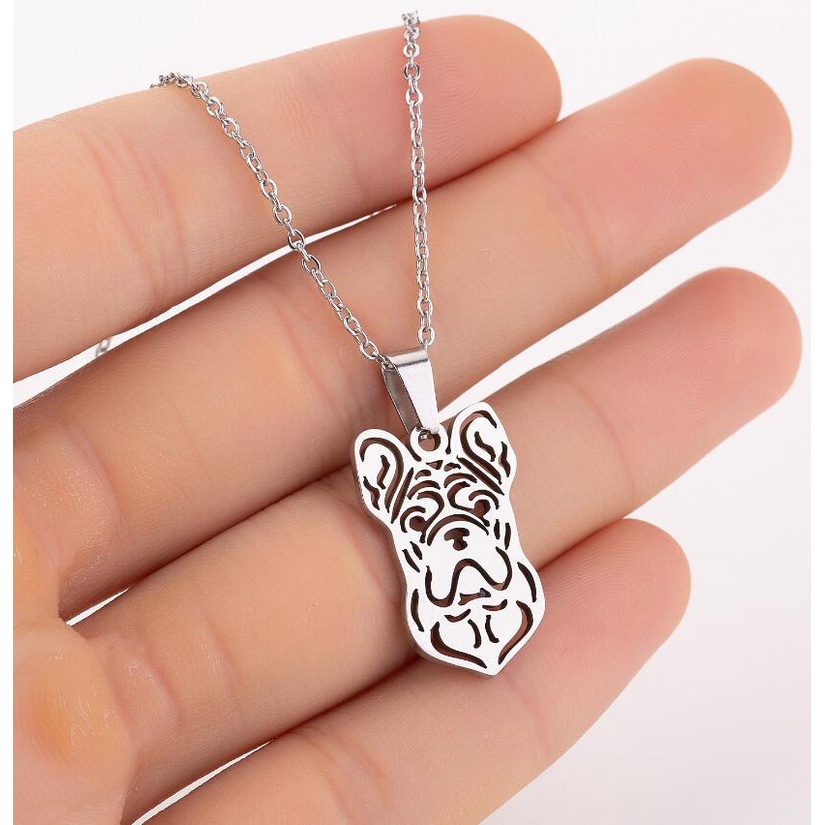 SHARPIE Kalung Liontin Tengkorak Anjing Bahan stainless steel Gaya Eropa Dan Amerika Untuk Wanita