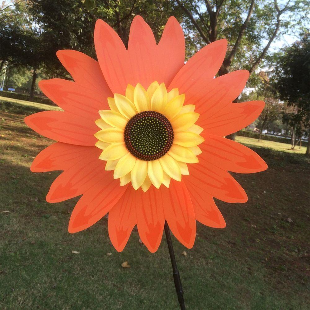 Rebuy Sunflower Windmill Eye-catching Colorful Garden Mainan Anak Rumput Angin Spinner