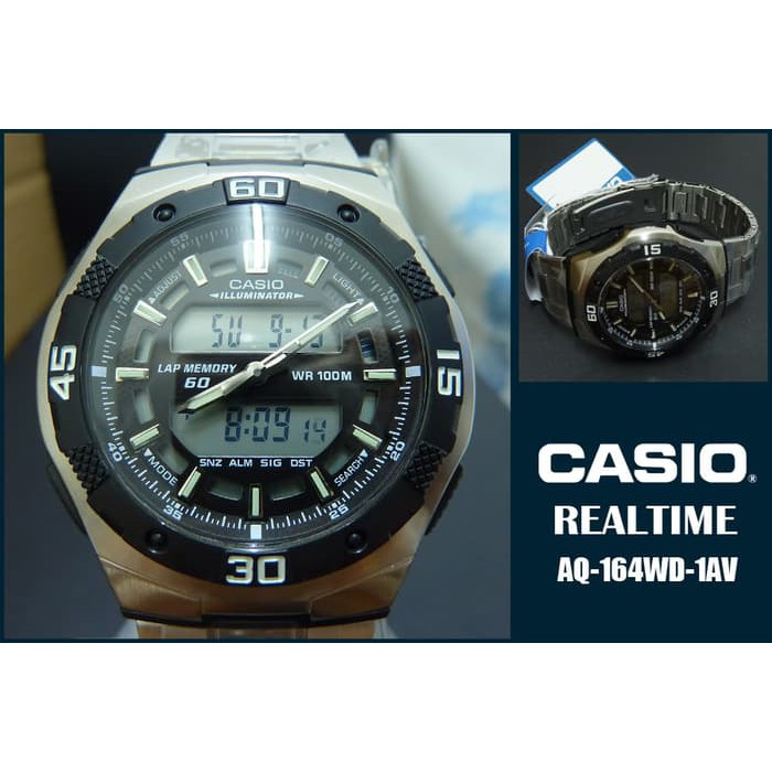 GROSIR Jam Tangan Pria Casio Illuminator Original Dual Time AQ-164WD-1A