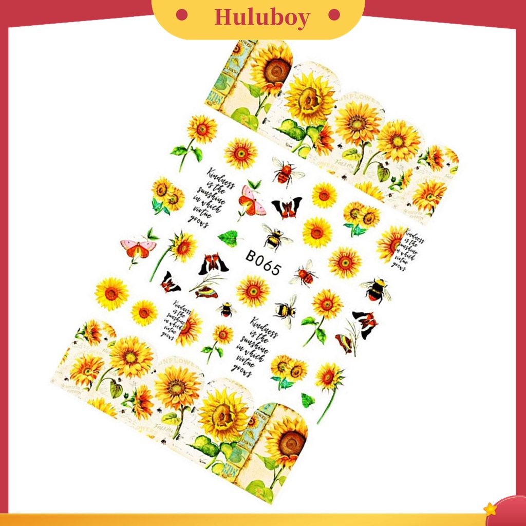 Huluboy Huluboy♡ 12pcs / Set Stiker Kuku Bentuk Bunga Matahari Untuk Nail Art Wanita