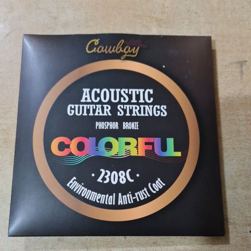 satu set senar gitar cowboy akustik warna warni 010 original
