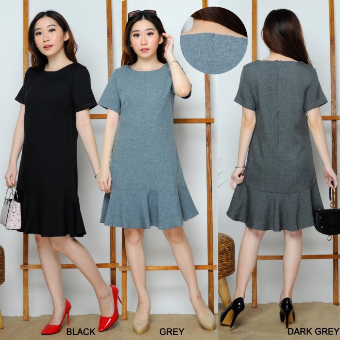 Dress midi wanita kerja/kantor - premium