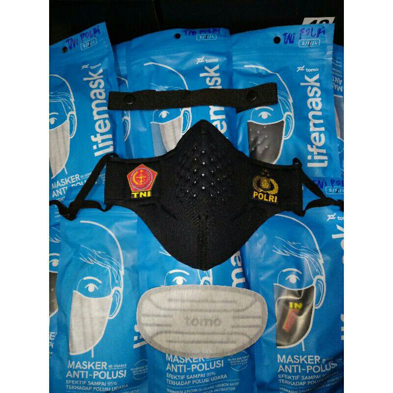 Masker Tomo Life Mask TNI POLRI V3 Filter N95 Karbon Aktif Bebas Nafas