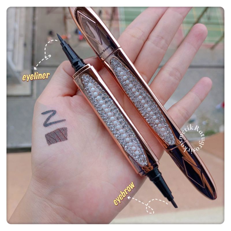 PROMO ECER!!!EYELINER+EYEBROW PENCIL CHARMING 2IN1 KISS BEAUTY NO.59060