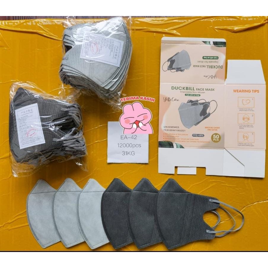MASKER DUCKBIL ABU SILVER Y&amp;B ORIGINAL ISI 50PCS/BOX Y&amp;B