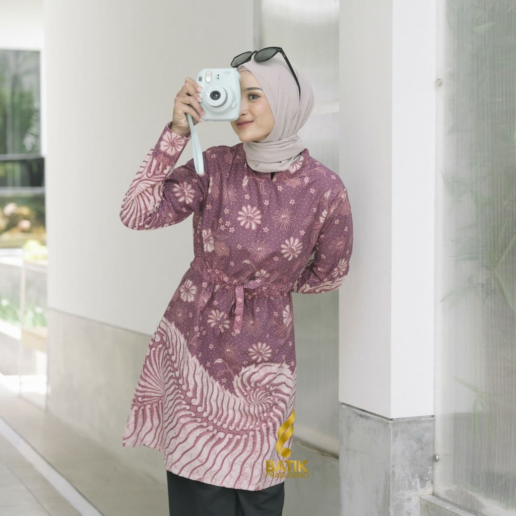 BAJU KEMEJA BATIK WANITA Prabuseno - NANA Tunik Batik Wanita Lengan Panjang