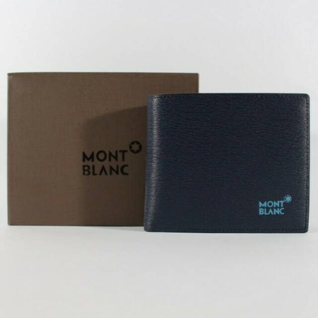Dompet Pria Branded MONTBLANC BLUE (Bahan Kulit Asli) ORI 100%