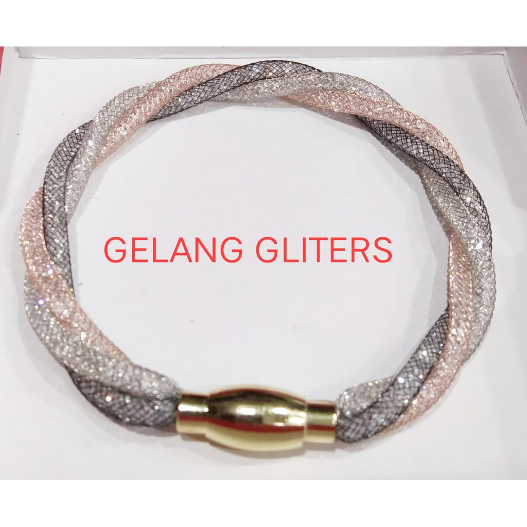 Kenten Acc - Gelang Glitter Perhiasan Wanita Warna Rose Gold Silver / Gelang Tangan Dewasa G-6