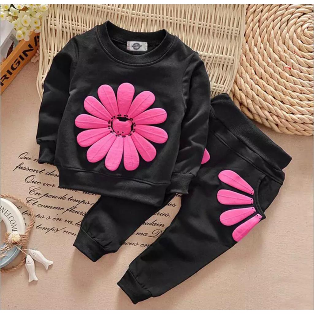 SETELAN SWEATER ANAK PEREMPUAN SUN FLOWERS SIZE 1-5 TAHUN BAHAN BABYTERRY LEMBUT/ SETELAN SWEATER ANAK CEWE/ SWEATER SUN FLOWERS ANAK PEREMPUAN/ SWEATER HITS ANAK PEREMPUAN