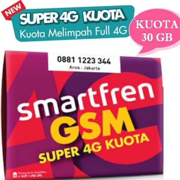 Perdana Internet Smartfren SUPER 4G KUOTA 30 GB