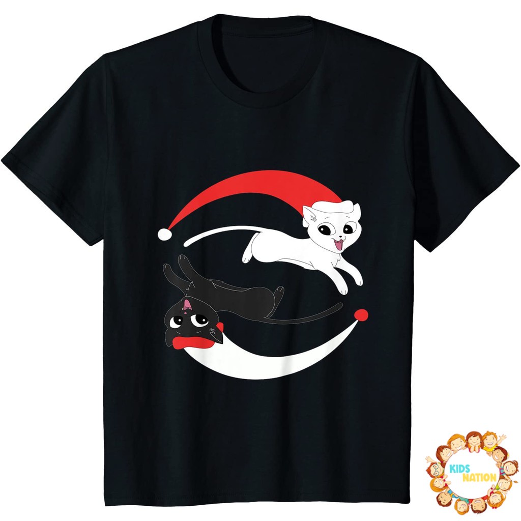 Baju anak Christmas yin yang cats cute qi gong motif T-Shirt