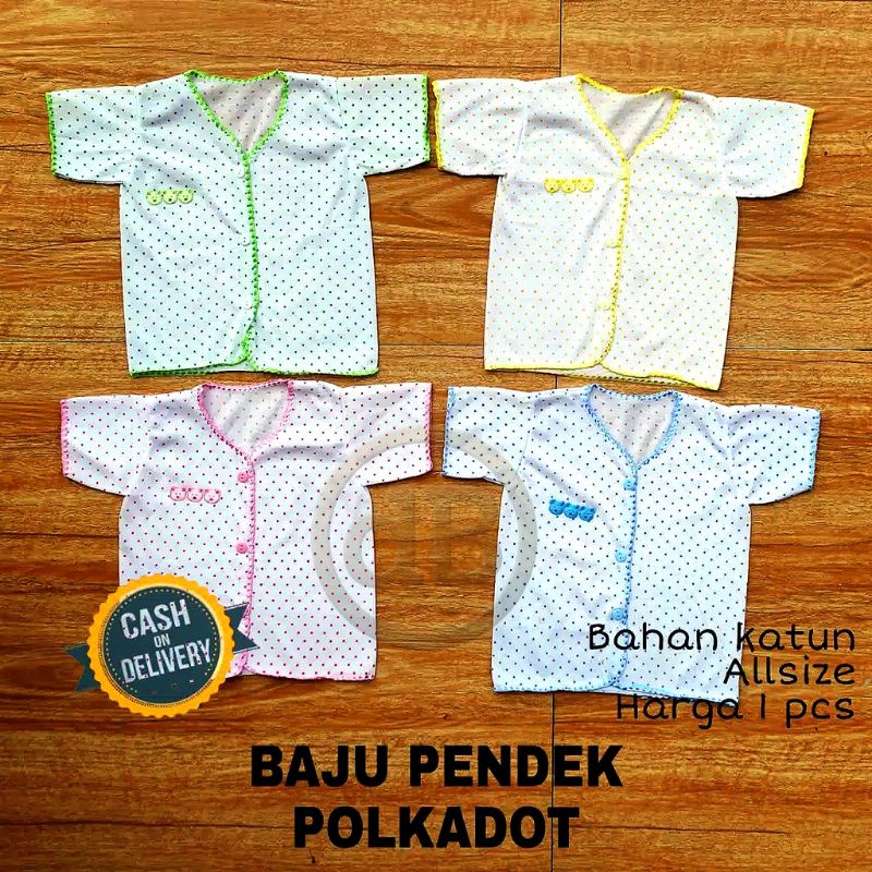 Baju Bayi Baru Lahir POLKADOT Unisex Tangan Pendek Panjang Kutung Atasan Baju Bayi Newborn Murah