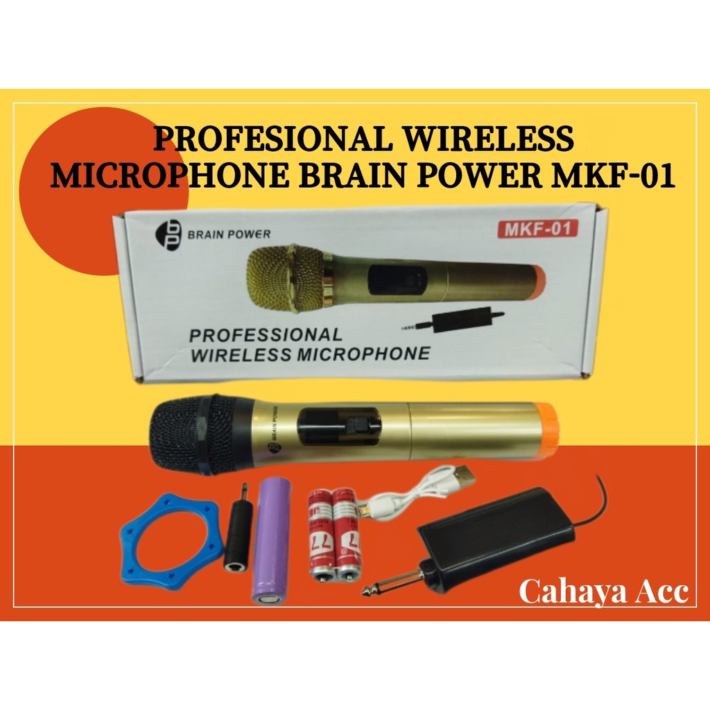 Profesional Wireless Microphone Brain Power MKF-01 / Mic Wireless Single / Mikrofon Wireless Murah BISA COD