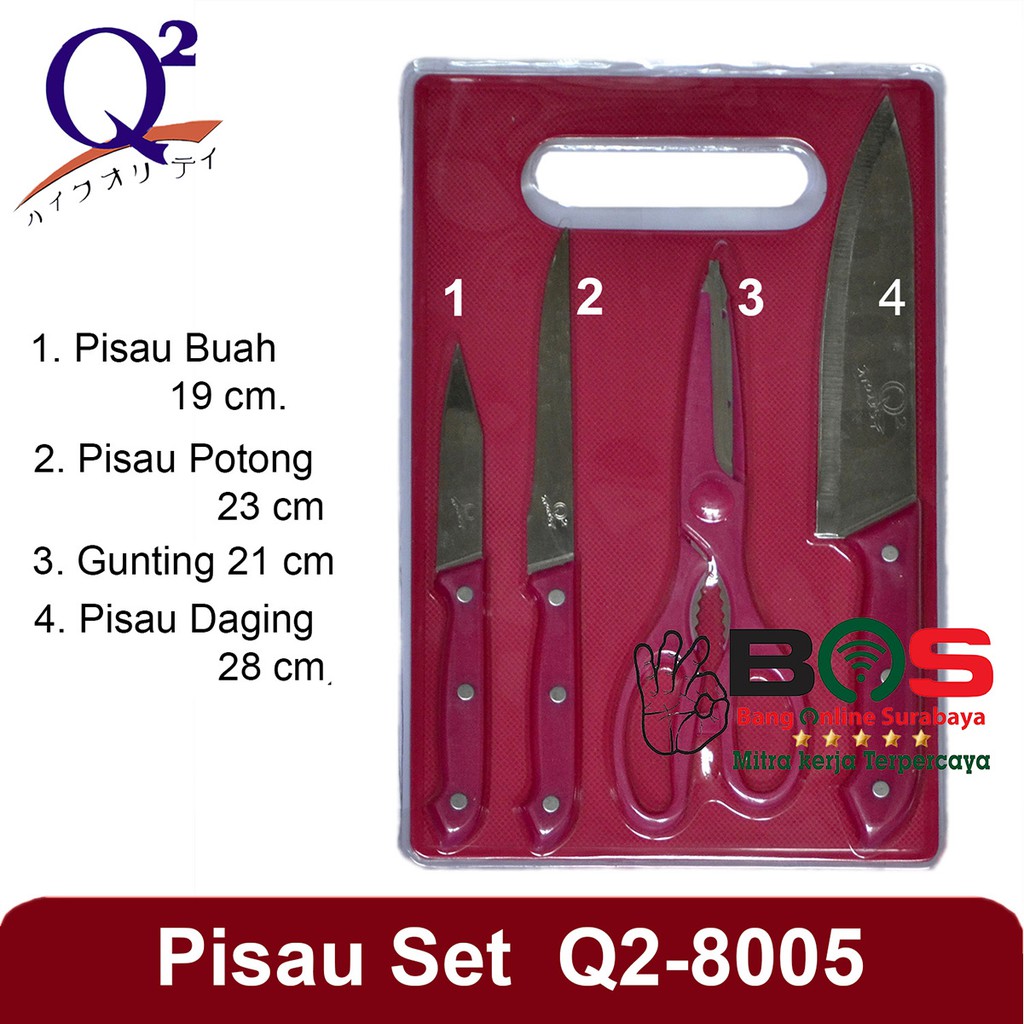 Pisau Telenan Q2-8005 Set 5 in 1 Pisau Daging Pisau Sayur Telenan