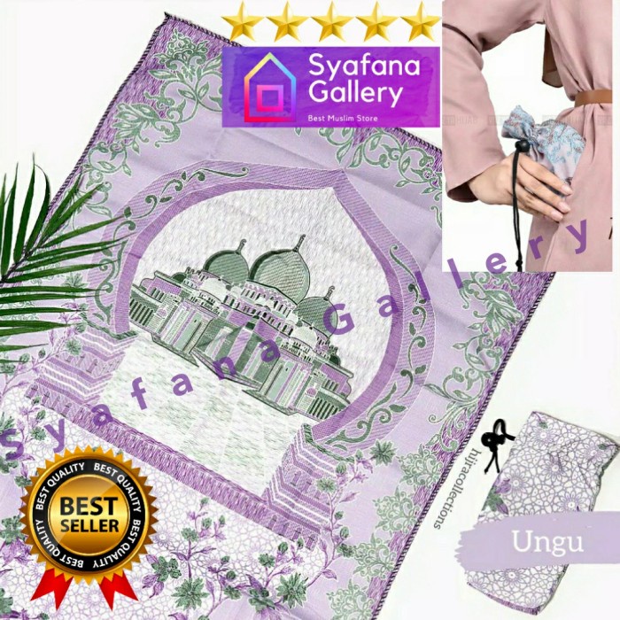 Sejadah Empuk Sajadah Travel Pocket Traveling Abu Dhabi Pouch Saku Turki Tas Dompet Biru Sajadah Tra