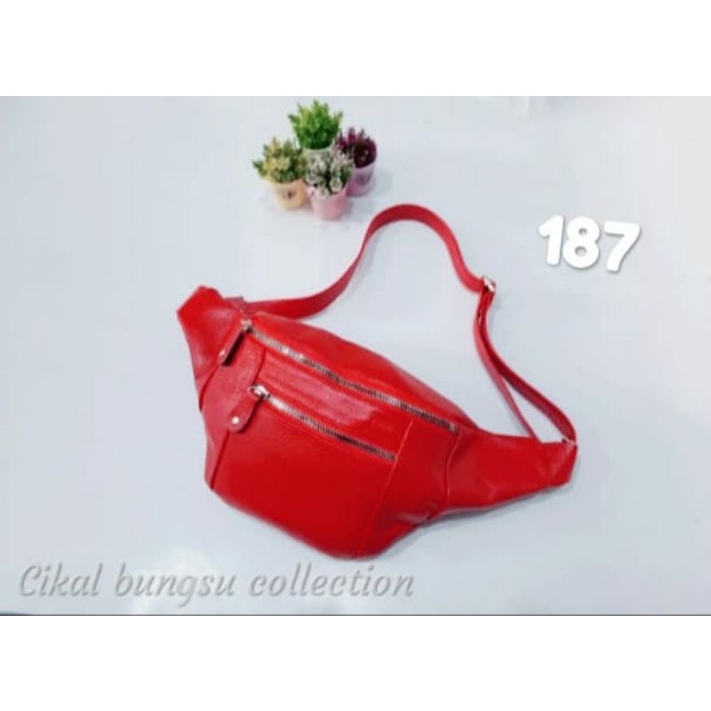 Tas pinggang wanita - Tas waistbag kulit asli - Tas papirut mdl 187