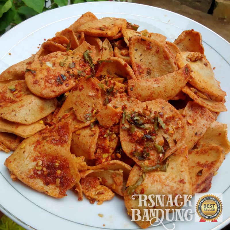 Basreng pedas bumbu basah daun jeruk baso goreng sultan bandung 250gr.-Keripik