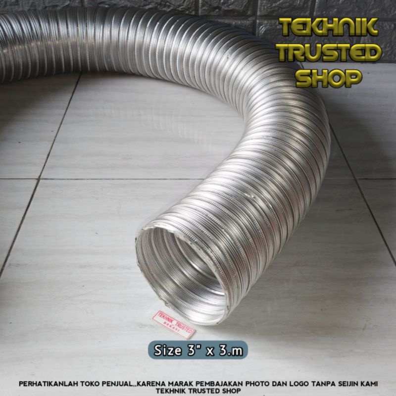 Jual Flexible duct hose semi rigid 3" x 3m Selang aluminium udara panas