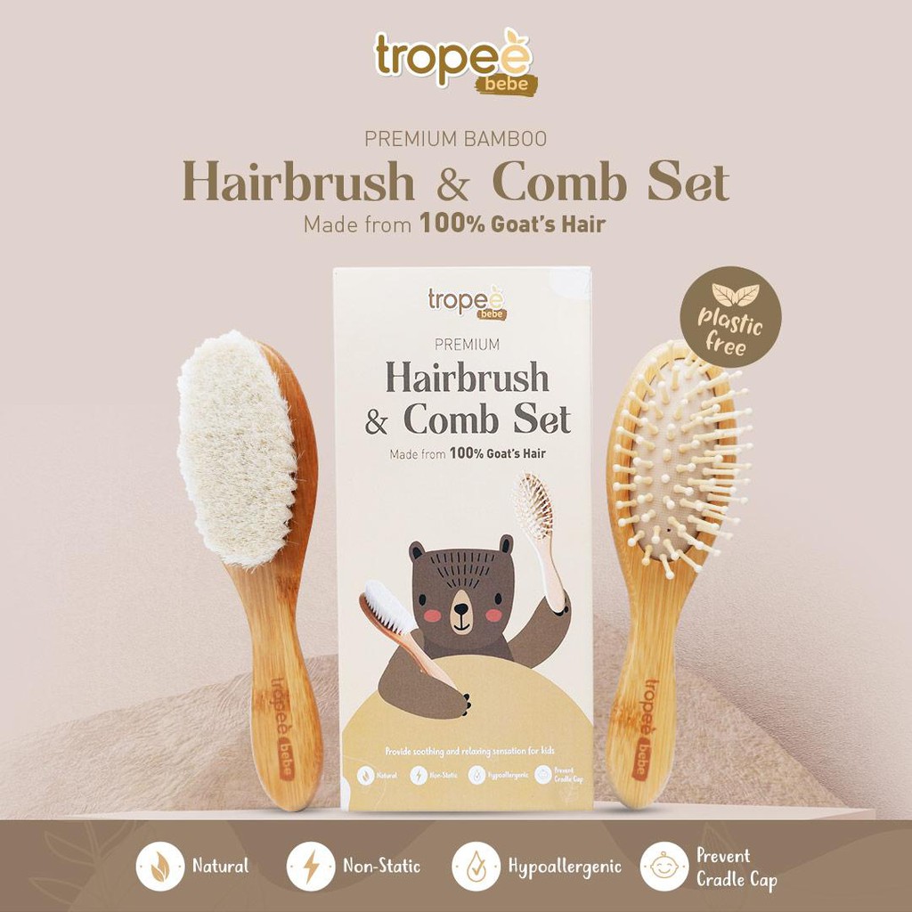 Tropee Bebe - Premium Hairbrush &amp; Comb Set