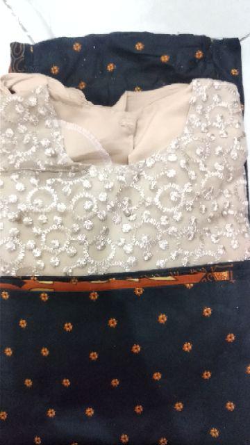 Wou Batik Couple Selendang Mutiara Sania Ruffle - Adila Couple Brokat Modern Batik Modern - Bs066