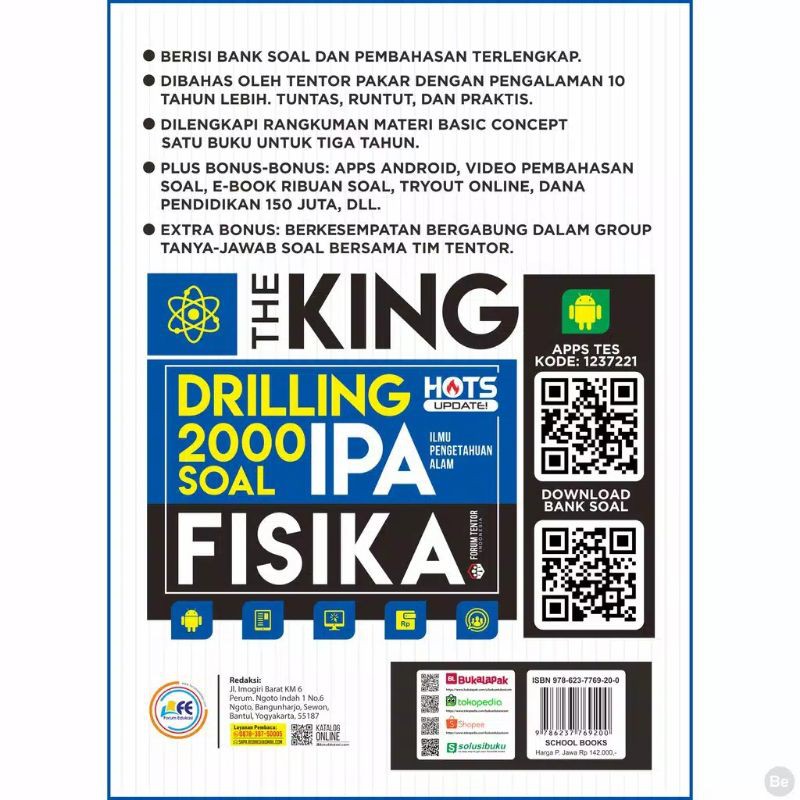 Buku Soal IPA SMP The King Drilling 2000 Soal Fisika, Biologi SMP-1