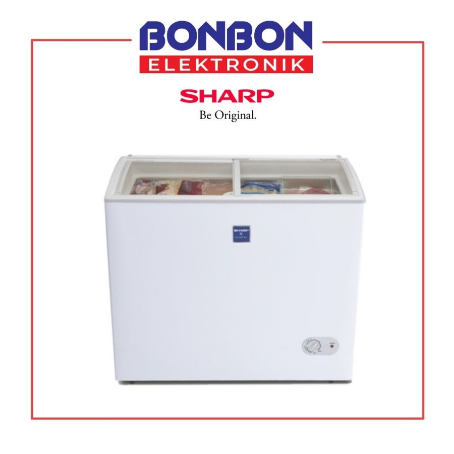 Sharp Sliding Flat Glass Freezer 200L FRW-210 / FRW210 Freezer