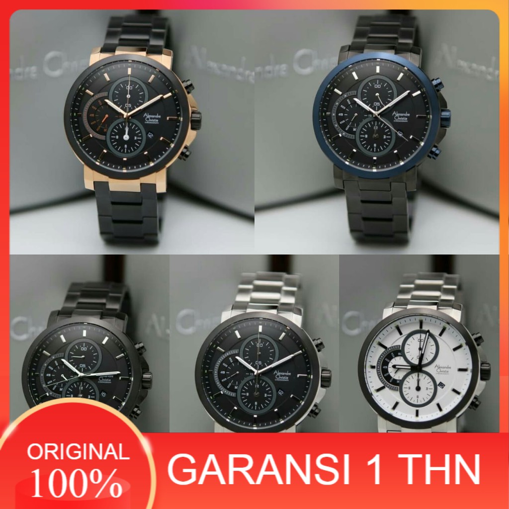 JAM TANGAN PRIA ALEXANDRE CHRISTIE AC 6350 AC6350 BLACK ORIGINAL BERGARANSI