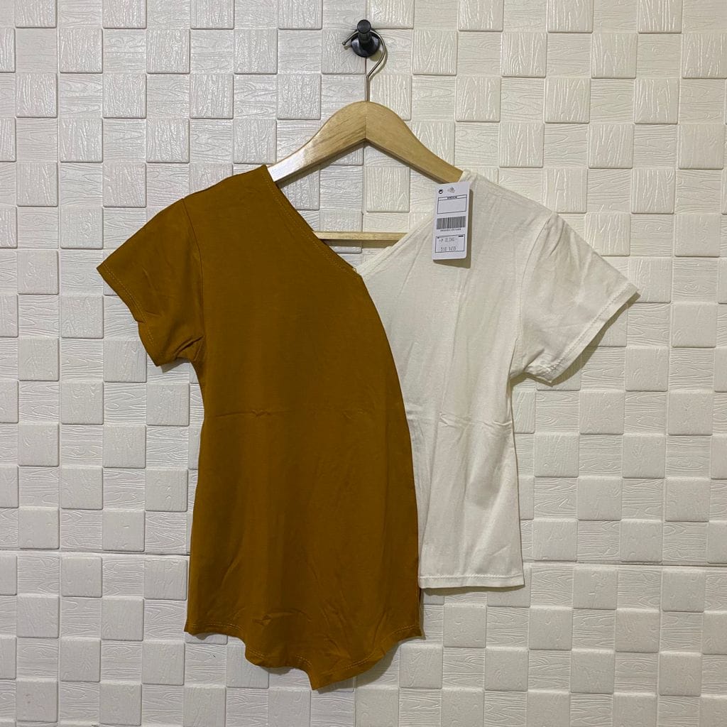 atasan pendek kombinasi warna panjang sebelah wanita kaos wanita atasan kaos murah atasan murah-5