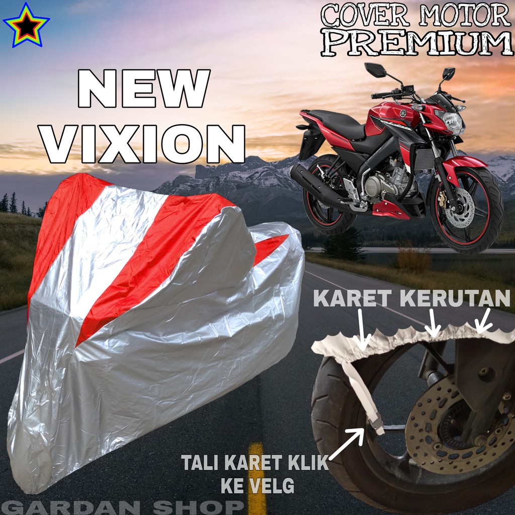 Sarung Motor NEW VIXION Silver MERAH Body Cover Penutup Motor New Vixion PREMIUM