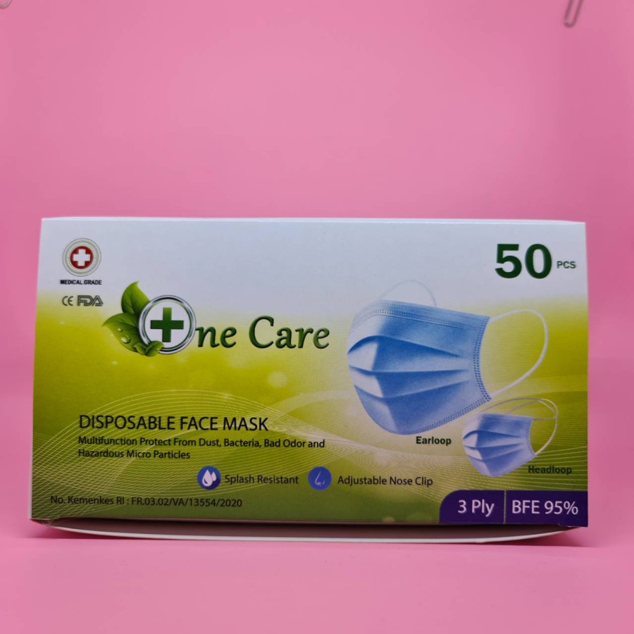 masker medis 3ply isi 50 earloop OneCare Kemenkes/masker earloop OneCare