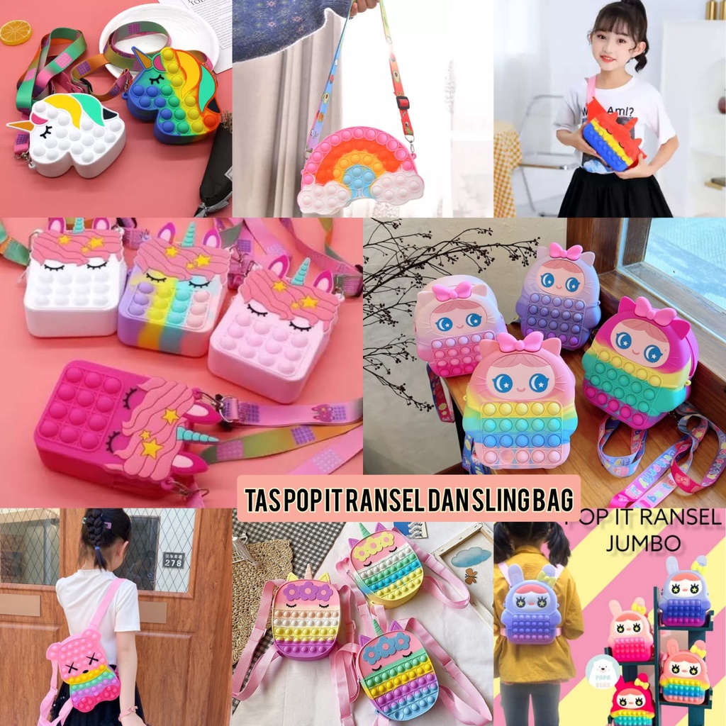 Tas Pop It Anak Unicorn-HELLO KITTY Pop it Handbag /Slempang/Bakcpack