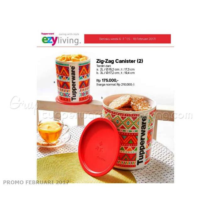Zig Zag Canister Toples Motif Tupperware Alat Makan Minum Original