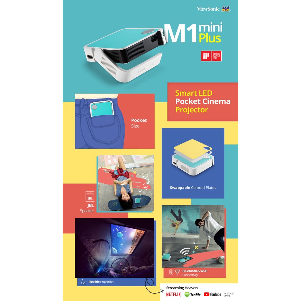 Projector ViewSonic M1 Mini Plus WiFi dengan Speaker JBL Garansi 2 Tahun